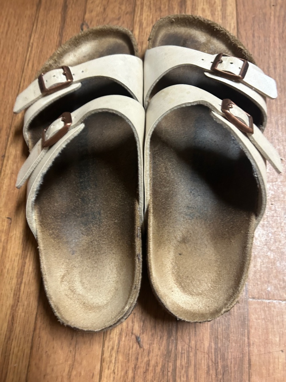Birkenstock Double Strap Cream Buckle Sandals - Picture 2 of 4